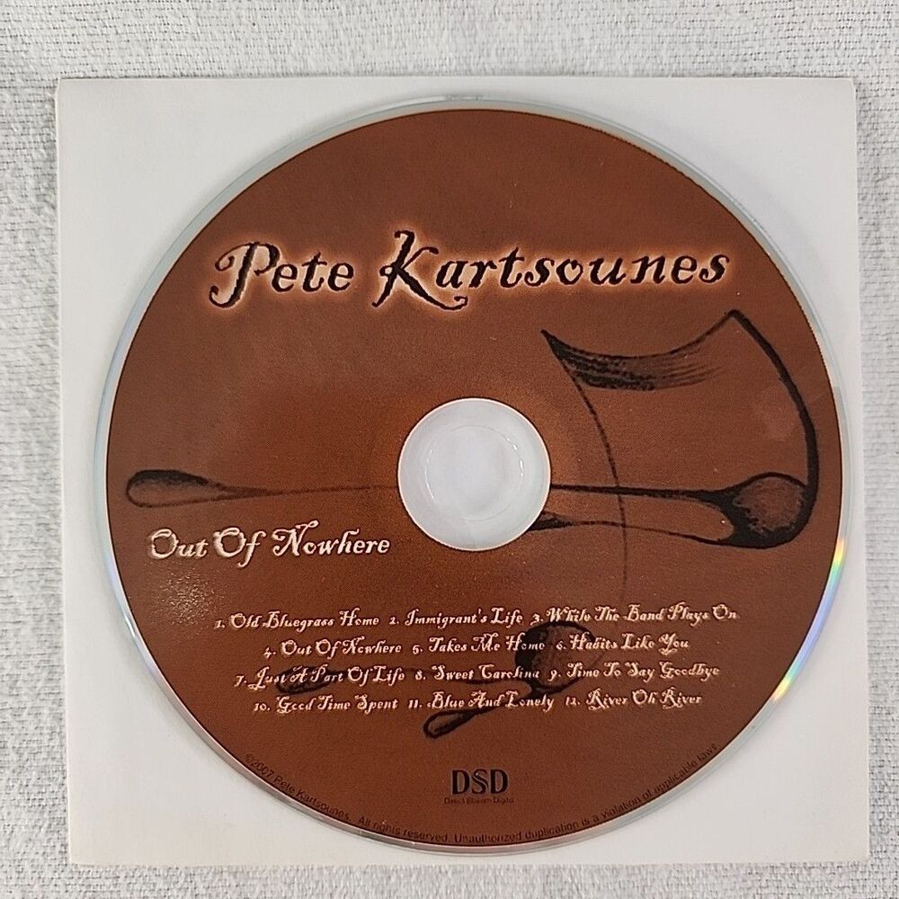 CD Pete Kartsounes Out Of Nowhere Bluegrass Jazz Folk Blues Sally Van Meter